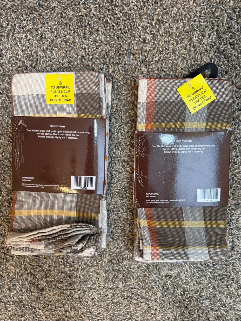 Hobby Lobby Fall Thanksgiving Plaid Cloth Napkins